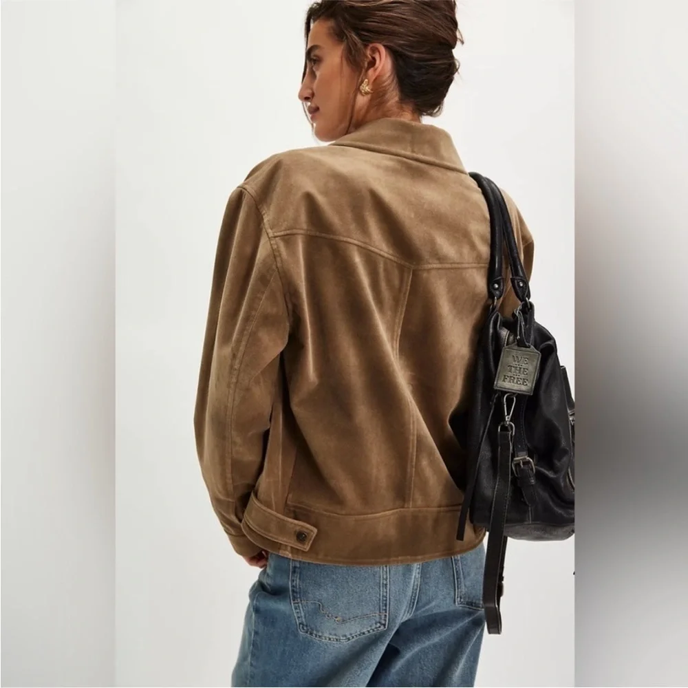 Free People Night Ranch faux suede jacket in antique bronze Xsmall